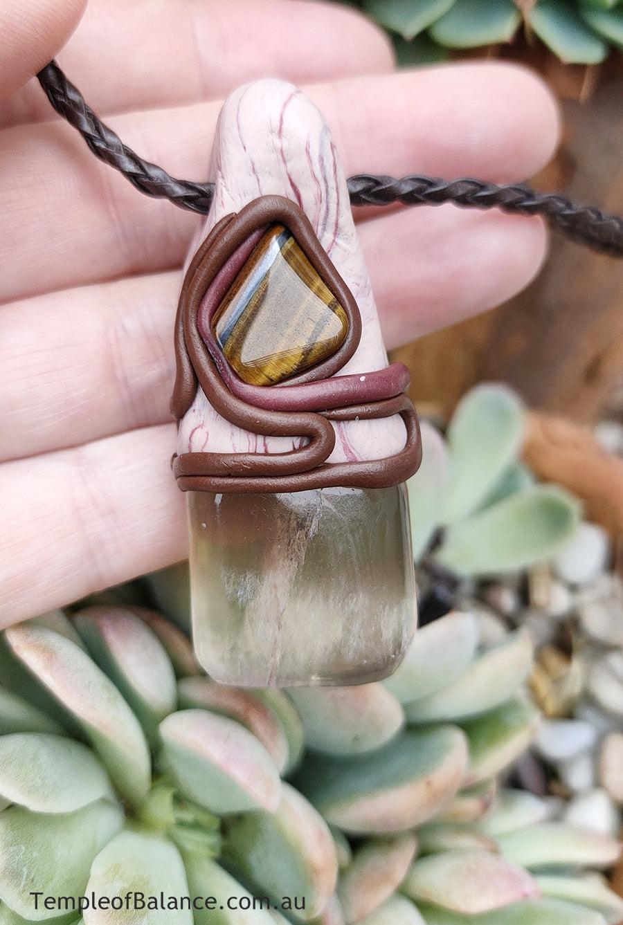 Pendant - FLUORITE with tiger's eye