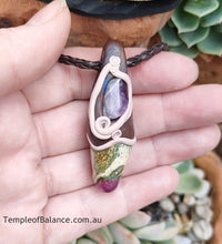 Load image into Gallery viewer, Pendant - RUBY FUSCHITE with amethyst