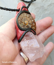 Load image into Gallery viewer, Pendant - Rose Quartz with Ammonite