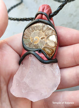 Load image into Gallery viewer, Pendant - Rose Quartz with Ammonite