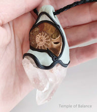 Load image into Gallery viewer, Pendant - Ammonite & Clear Quartz