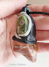 Load image into Gallery viewer, Pendant - Petrified Wood & Serpentine / stitchtite