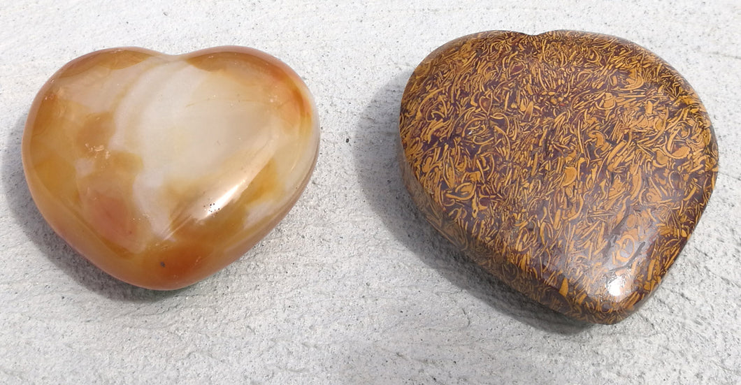 Crystal - Carnelian and Script Stone hearts