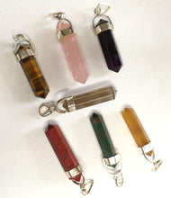Load image into Gallery viewer, 7 Silver Double Terminated Crystal Pendants

