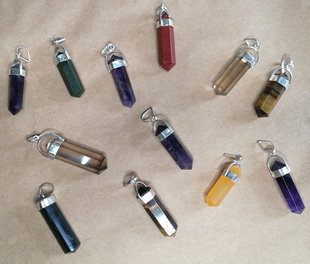 12 Silver Terminated Crystal Pendants