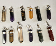 Load image into Gallery viewer, 12 Silver Terminated Crystal Pendants