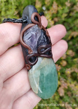 Load image into Gallery viewer, Pendant - GREEN AVENTURINE with amethyst
