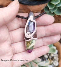 Load image into Gallery viewer, Pendant - RUBY FUSCHITE with amethyst
