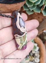 Load image into Gallery viewer, Pendant - RUBY FUSCHITE with amethyst
