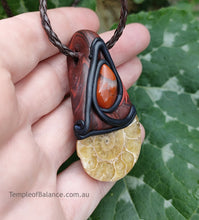 Load image into Gallery viewer, Pendant - Ammonite with red jasper
