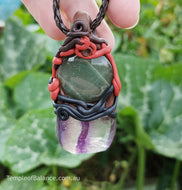 Pendant - FLUORITE with green aventurine