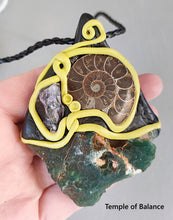 Load image into Gallery viewer, Pendant - Chrome Chalcedony, ammonite and amethyst
