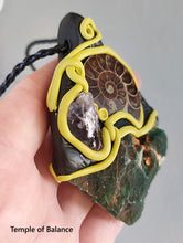 Load image into Gallery viewer, Pendant - Chrome Chalcedony, ammonite and amethyst
