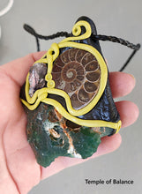 Load image into Gallery viewer, Pendant - Chrome Chalcedony, ammonite and amethyst
