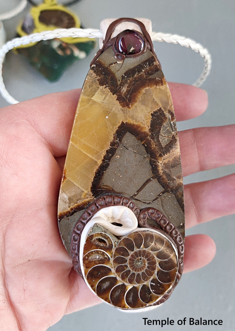 Pendant - Septarian and ammonite