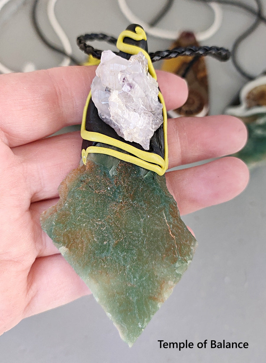 Pendant - Chrome Chalcedony and Amethyst
