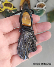 Load image into Gallery viewer, Pendant - Black Kyanite and Tiger&#39;s Eye
