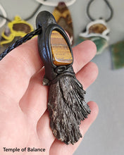 Load image into Gallery viewer, Pendant - Black Kyanite and Tiger&#39;s Eye

