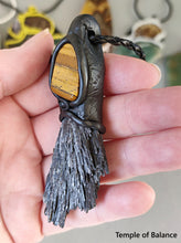 Load image into Gallery viewer, Pendant - Black Kyanite and Tiger&#39;s Eye
