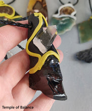 Load image into Gallery viewer, Pendant - Black obsidian and clear quartz
