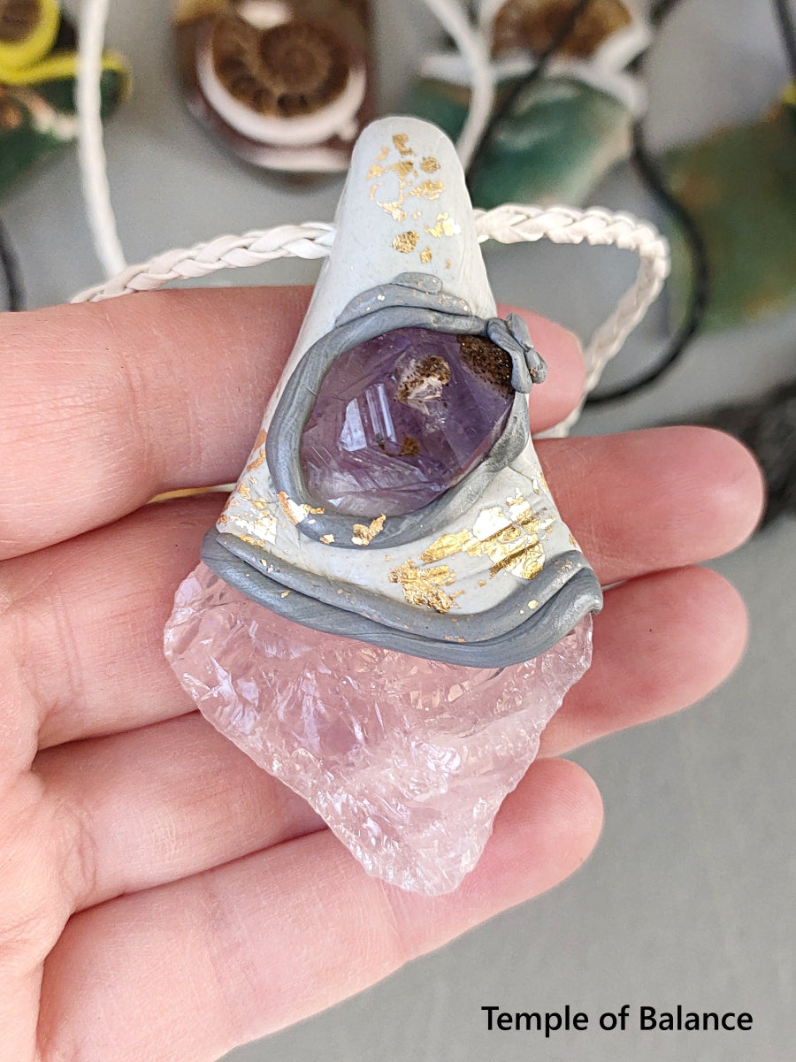 Pendant - Rose Quartz and Amethyst