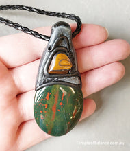 Load image into Gallery viewer, Pendant - Bloodstone + Tiger&#39;s Eye
