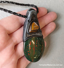 Load image into Gallery viewer, Pendant - Bloodstone + Tiger&#39;s Eye
