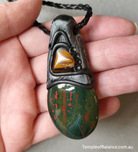 Load image into Gallery viewer, Pendant - Bloodstone + Tiger&#39;s Eye
