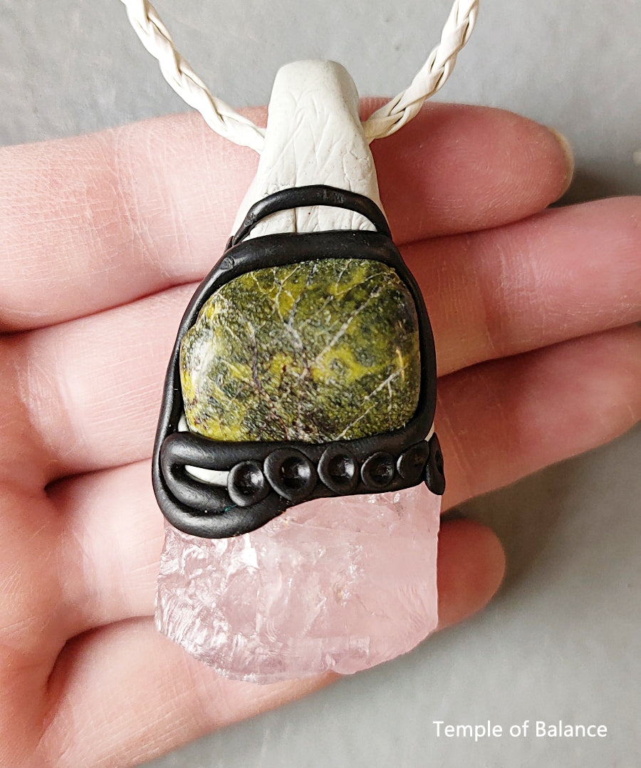 Pendant - Rose Quartz + Atlantisite