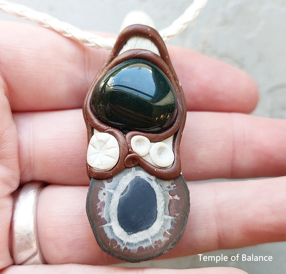 Pendant - Septarian with Green Moss Agate