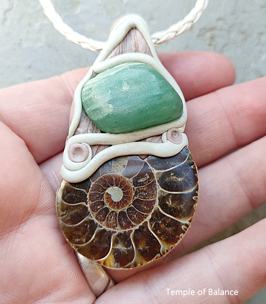Pendant - Ammonite with Green Aventurine