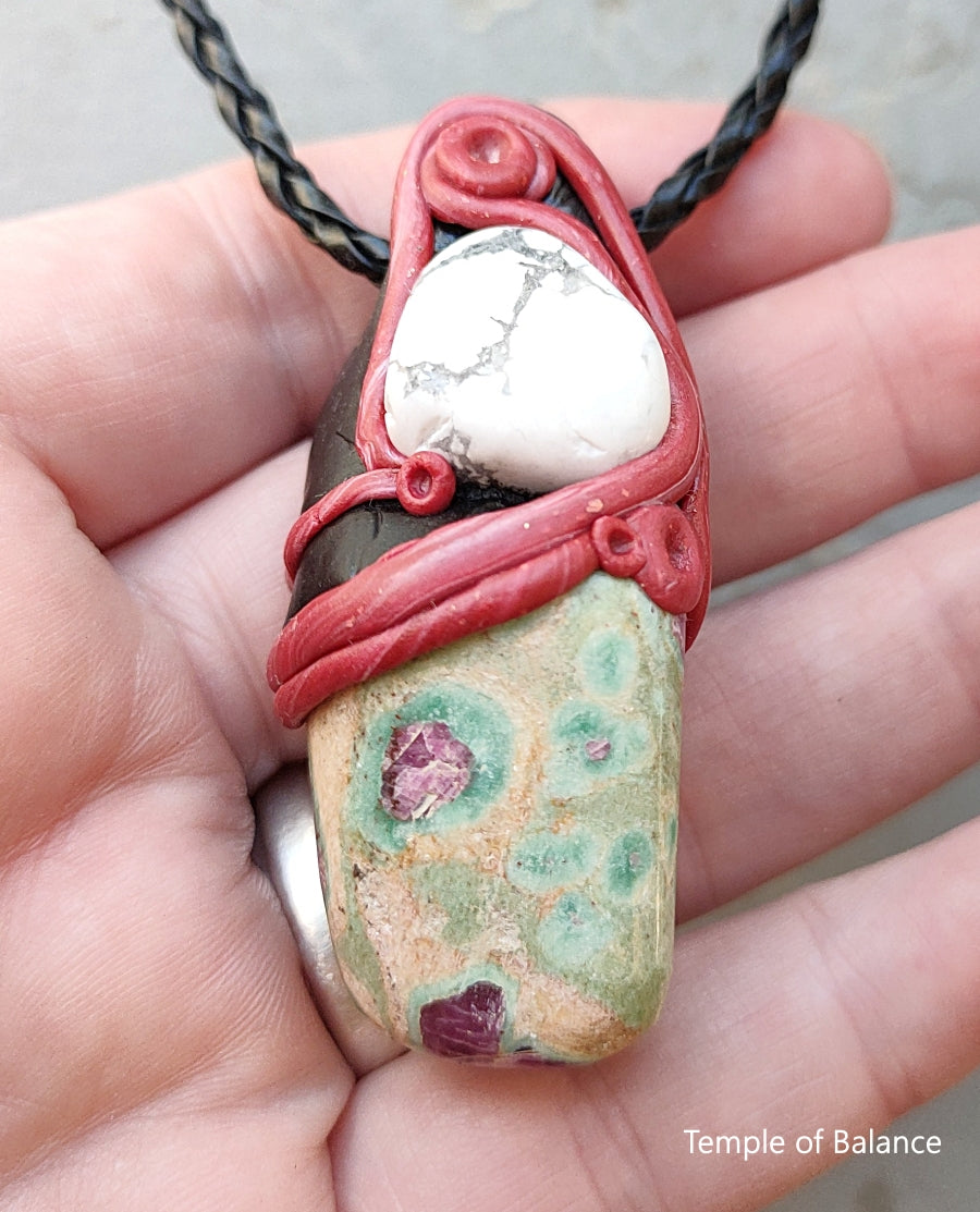 Pendant - Ruby Fuschite with howlite