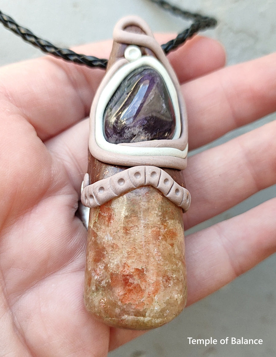 Pendant - Sunstone with amethyst