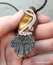 Load image into Gallery viewer, Pendant - Black Kyanite with Tiger&#39;s Eye
