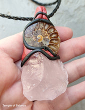 Load image into Gallery viewer, Pendant - Rose Quartz with Ammonite
