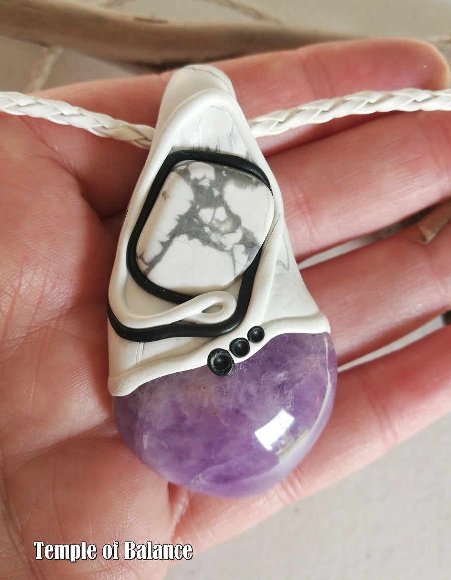Pendant - Amethyst with howlite