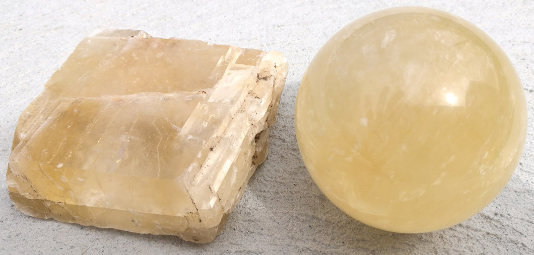 Crystal - Yellow Calcite polished and raw